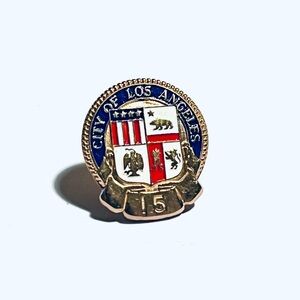 City of Los Angeles Enamel Shield 15 Pin - Blue, Red, White, Gold